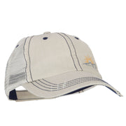 Mountain Scene Embroidered Cotton Mesh Cap