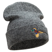 Pheasant Embroidered 12 Inch Long Knitted Beanie