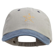 Thunder Star Logo Embroidered Pigment Dyed Wash Caps - Beige-Navy OSFM