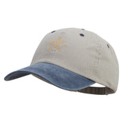 Thunder Star Logo Embroidered Pigment Dyed Wash Caps - Beige-Navy OSFM