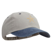 Thunder Star Logo Embroidered Pigment Dyed Wash Caps - Beige-Navy OSFM