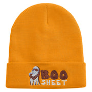 Boo Sheet Embroidered 12 Inch Long Knitted Beanie - Yellow OSFM