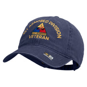 U.S. Army 1st Armored Division Embroidered Washed Solid Pigment Dyed Cotton Twill Brass Buckle Cap - Navy OSFM