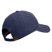 U.S. Army 1st Armored Division Embroidered Washed Solid Pigment Dyed Cotton Twill Brass Buckle Cap - Navy OSFM