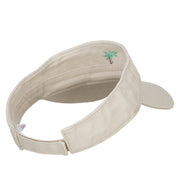 Palm Tree Embroidered Cotton Washed Visor