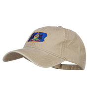 Pennsylvania State Flag Map Embroidered Washed Cap