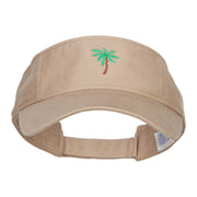 Palm Tree Embroidered Cotton Washed Visor