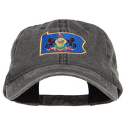 Pennsylvania State Flag Map Embroidered Washed Cap