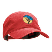 Parachuting Embroidered Washed Cotton Brass Buckle Cap