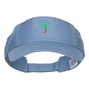 Palm Tree Embroidered Cotton Washed Visor