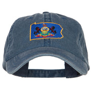 Pennsylvania State Flag Map Embroidered Washed Cap