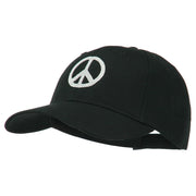 Peace Symbol Embroidered Cotton Twill Cap