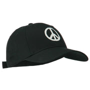 Peace Symbol Embroidered Cotton Twill Cap