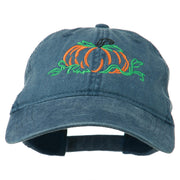 Pumpkin Outline Embroidered Washed Cap