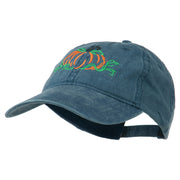 Pumpkin Outline Embroidered Washed Cap