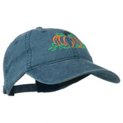 Pumpkin Outline Embroidered Washed Cap