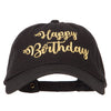 Glitter Happy Birthday Embroidered Unstructured Washed Cap