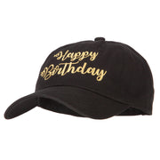 Glitter Happy Birthday Embroidered Unstructured Washed Cap