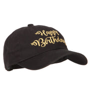 Glitter Happy Birthday Embroidered Unstructured Washed Cap