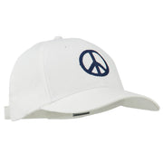 Peace Symbol Embroidered Cotton Twill Cap