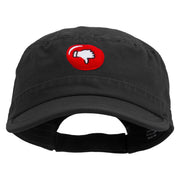 Thumbs Down Emoji Embroidered Enzyme Regular Solid Army Caps - Black OSFM