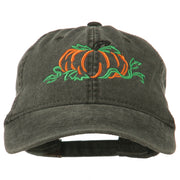 Pumpkin Outline Embroidered Washed Cap