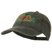 Pumpkin Outline Embroidered Washed Cap