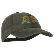 Pumpkin Outline Embroidered Washed Cap