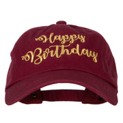 Glitter Happy Birthday Embroidered Unstructured Washed Cap