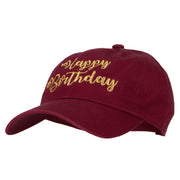 Glitter Happy Birthday Embroidered Unstructured Washed Cap