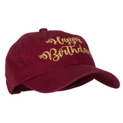 Glitter Happy Birthday Embroidered Unstructured Washed Cap