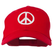 Peace Symbol Embroidered Cotton Twill Cap