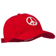 Peace Symbol Embroidered Cotton Twill Cap