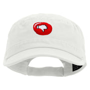 Thumbs Down Emoji Embroidered Enzyme Regular Solid Army Caps - White OSFM