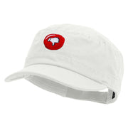 Thumbs Down Emoji Embroidered Enzyme Regular Solid Army Caps - White OSFM