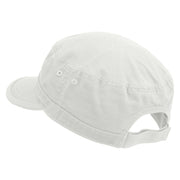 Thumbs Down Emoji Embroidered Enzyme Regular Solid Army Caps - White OSFM