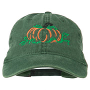 Pumpkin Outline Embroidered Washed Cap