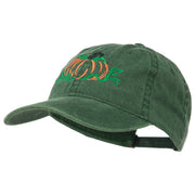 Pumpkin Outline Embroidered Washed Cap