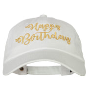 Glitter Happy Birthday Embroidered Unstructured Washed Cap