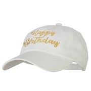 Glitter Happy Birthday Embroidered Unstructured Washed Cap