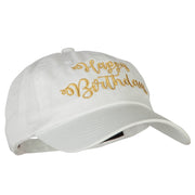 Glitter Happy Birthday Embroidered Unstructured Washed Cap