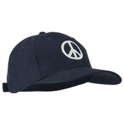 Peace Symbol Embroidered Cotton Twill Cap