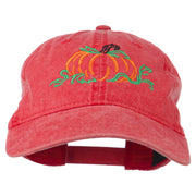 Pumpkin Outline Embroidered Washed Cap