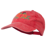 Pumpkin Outline Embroidered Washed Cap