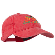 Pumpkin Outline Embroidered Washed Cap