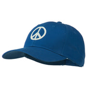 Peace Symbol Embroidered Cotton Twill Cap