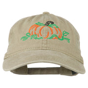 Pumpkin Outline Embroidered Washed Cap