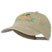 Pumpkin Outline Embroidered Washed Cap