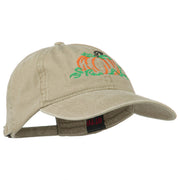 Pumpkin Outline Embroidered Washed Cap