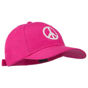 Peace Symbol Embroidered Cotton Twill Cap